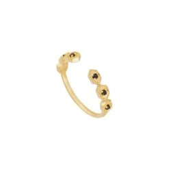 Bague Fine Ouverte (zircon Noir)