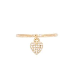 Bague Fine Pendentif Coeur (doré) -Jollia Soldes Magasin bague ouverte breloque coeur 1