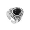 Bague Ovale Et Pierre (agate Noire) -Jollia Soldes Magasin bague ovale pierre noire