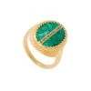 Bague Ovale émeraude Zircons (doré) -Jollia Soldes Magasin bague ovale vert strass colore