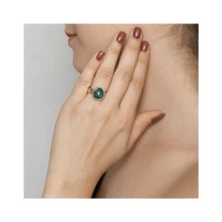 Bague Losange Pierre Apatite (doré) -Jollia Soldes Magasin bague pierre bleu apatite losange