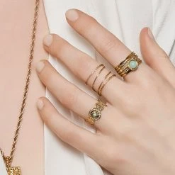 Bague Fine Multirangs (doré) -Jollia Soldes Magasin bague pierre bleu 7