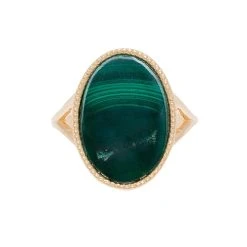 Bague Pierre Plate Ovale (malachite) -Jollia Soldes Magasin bague pierre malachite 1