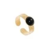 Bague Gravée Et Pierre Ronde (agate Noire) -Jollia Soldes Magasin bague pierre noir dore