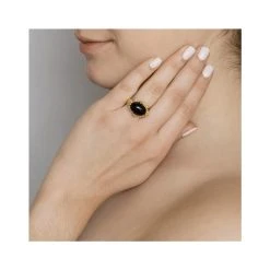 Bague Orient Onyx Et Tourmaline (plaqué Or) -Jollia Soldes Magasin bague pierre noir epais