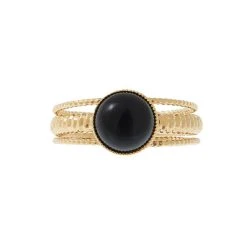 Bague Grande Kali (noir/doré) -Jollia Soldes Magasin bague pierre noir femme1