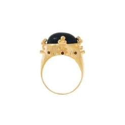 Bague Orient Onyx Et Tourmaline (plaqué Or) -Jollia Soldes Magasin bague pierre noir orient 2