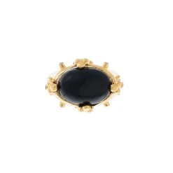 Bague Orient Onyx Et Tourmaline (plaqué Or) -Jollia Soldes Magasin bague pierre noir orient