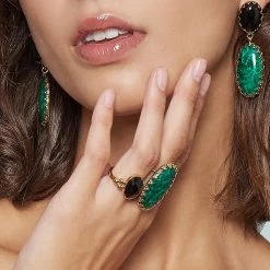 Bague Pierre Facettée Ovale (onyx) -Jollia Soldes Magasin bague pierre ovale noire