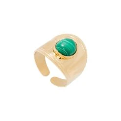 Bague Pierre Ovale Malachite (doré)