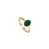 Bague Cabochon Inca Malachite (doré) -Jollia Soldes Magasin bague pierre vert 4