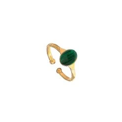 Bague Cabochon Inca Malachite (doré)