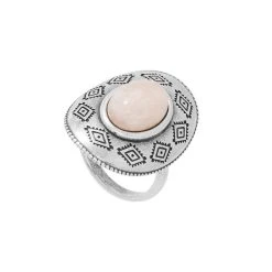 Bague Ovale Et Pierre Rose (argenté)