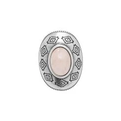 Bague Ovale Et Pierre Rose (argenté) -Jollia Soldes Magasin bague pierre xxl argent rose