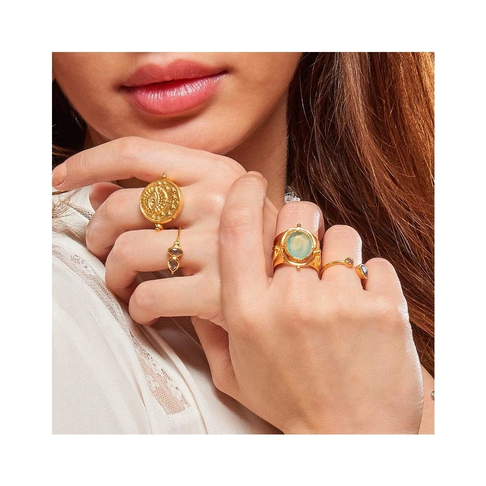 Bague Reversible Malachite (plaqué Or) 4 Bague Reversible Malachite (plaqué Or) – Image 2