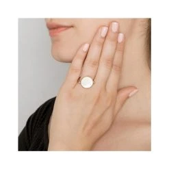 Bague Ronde Réversible Nacre à Graver (plaqué Or) -Jollia Soldes Magasin bague reversible blanche dore