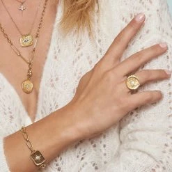 Bague Ronde étoile (plaqué Or) -Jollia Soldes Magasin bague rond etoile dore