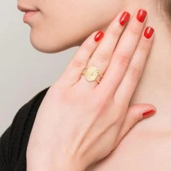 Bague Ovale étoile (zircon Vert) -Jollia Soldes Magasin bague soleil etoile