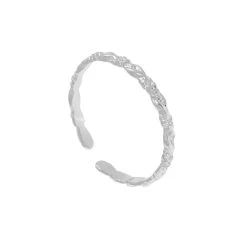 Set De Bagues Vague Et Zircons (argenté) -Jollia Soldes Magasin bague travaillee argent 1