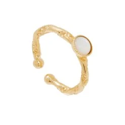 Bague Fine Torsadée Pierre Ronde (nacre)