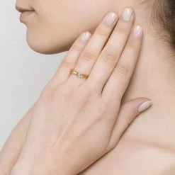 Bague Multirangs Cristaux (doré) -Jollia Soldes Magasin bague triple anneau zircon dore