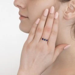 Bague Triple Pierres (lapis) -Jollia Soldes Magasin bague triple pierre bleu