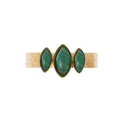 Bague Triple Pierres (malachite/doré) -Jollia Soldes Magasin bague triple pierres malachite doree aurelie joliff 1