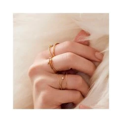 Bague Plate Double Strass (plaqué Or) -Jollia Soldes Magasin bague triple strass or bdm 1