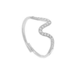 Set De Bagues Vague Et Zircons (argenté) -Jollia Soldes Magasin bague vague zircons 1 1