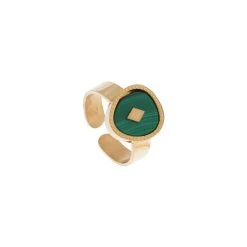 Bague Losange Pierre Malachite (doré)