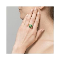 Bague Pierre Ovale Malachite (plaqué Or) -Jollia Soldes Magasin bague xxl malachite ponti