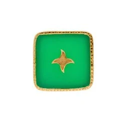 Bague Pierre Carrée (chrysoprase) -Jollia Soldes Magasin bague xxl pierre vert1