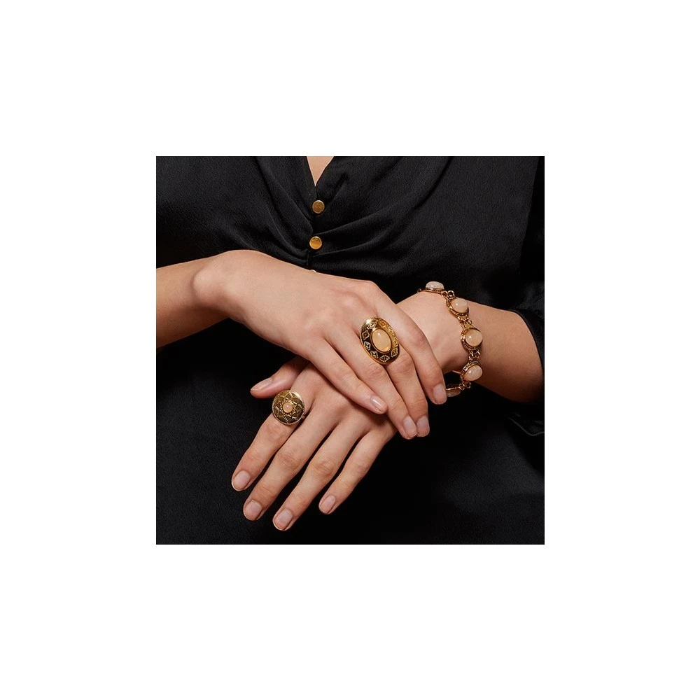 Bague Ronde Rosace Et Pierre Rose (doré) 4 Bague Ronde Rosace Et Pierre Rose (doré) – Image 2