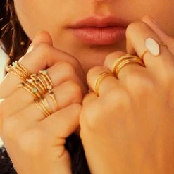 Bague Fine Petite Pierre (blanc) -Jollia Soldes Magasin bagues fines petites pierres 2