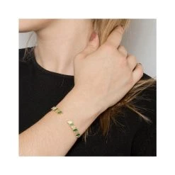 Bracelet Jonc Ouvert Feuille (onyx Vert) -Jollia Soldes Magasin be maad feuille vert