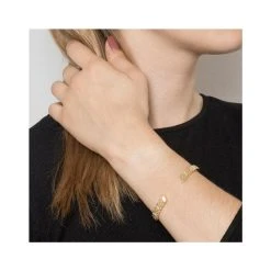 Bracelet Jonc Ouvert Feuille (nacre) -Jollia Soldes Magasin be maad nacre dore