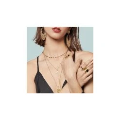 Boucles Longues Ovales Martelées (doré) -Jollia Soldes Magasin bijoux noir dore 4