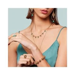 Collier Ras De Cou Grappes Perles (turquoise) -Jollia Soldes Magasin bijoux viadoli dore turquoise 2 1