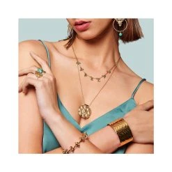 Collier Ras De Cou Grappes Perles (turquoise) -Jollia Soldes Magasin bijoux viadoli dore turquoise 1