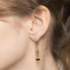 Mini Créoles Pierres Et Coquillage (noir) -Jollia Soldes Magasin bo coquillage noir