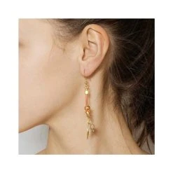 Boucles D'oreilles Lanière Orange (doré) -Jollia Soldes Magasin bo poa orange 2 min