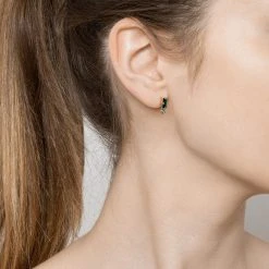 Boucles D'oreilles Asymétriques (cristal Vert) -Jollia Soldes Magasin boucle asymetrique vert dore1 2