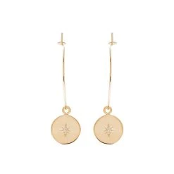 Créoles Fines Médaille Et Strass (doré) -Jollia Soldes Magasin boucle creole medaille strass dore