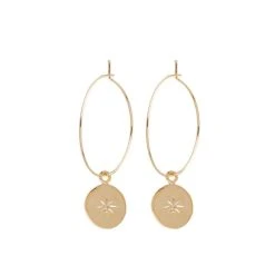 Créoles Fines Médaille Et Strass (doré)