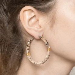 Créoles Acétate Reptile (beige) -Jollia Soldes Magasin boucle creole reptile beige