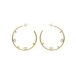 Boucles D'oreilles Créoles Nacre (plaqué Or)