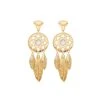 Boucles D'oreilles Attrape Rêve Plumes (blanc Marbre) -Jollia Soldes Magasin boucle oreille plume attrape reve
