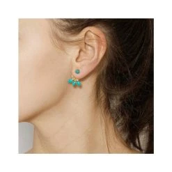 Boucles D'oreilles Pétales Agate Verte (plaqué Or) -Jollia Soldes Magasin boucle oreille turquoise 1 1 1