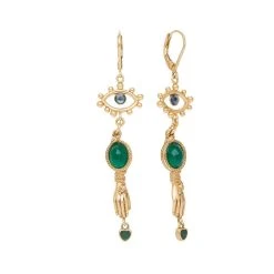 Boucles Pendantes Grigri (agate Verte)
