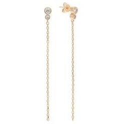 Boucles Fines Pendantes Cristaux (plaqué Or)